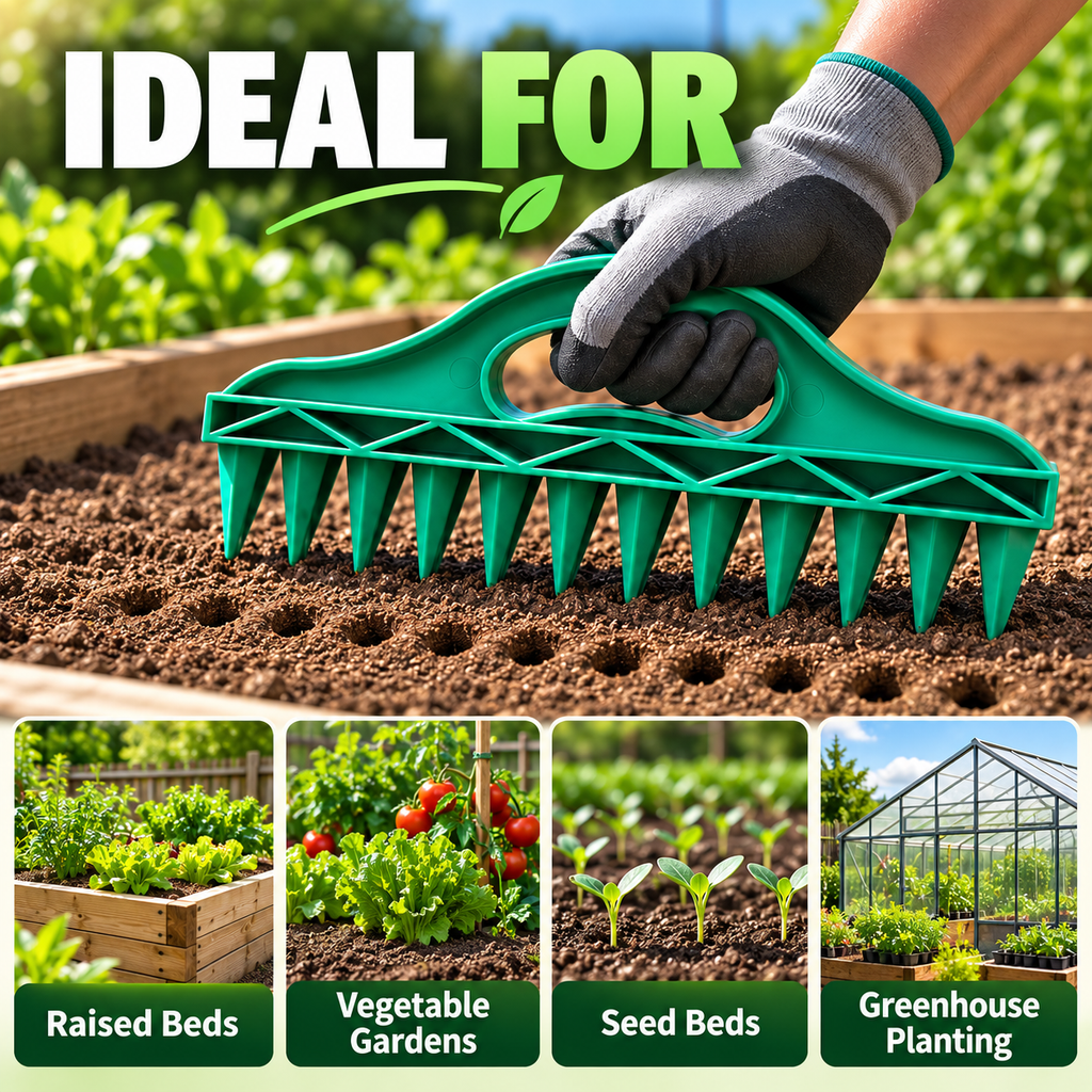 🌱 Easy-Press Multi-Hole Garden Seeder & Soil Prep Tool🌱