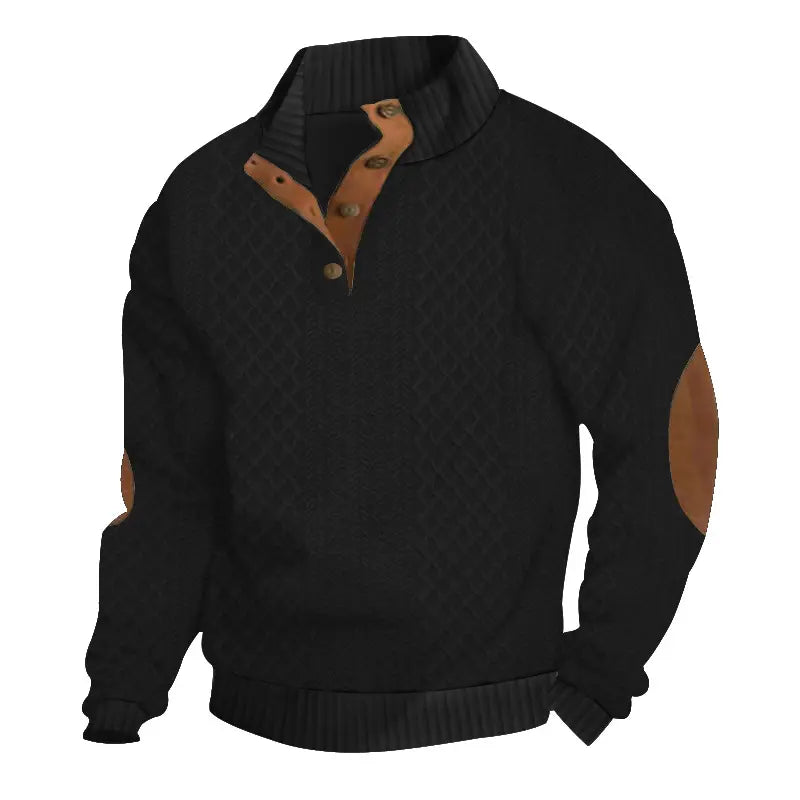 Men's Jacquard Stand Collar Pullover Sweater