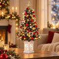 Mini Tabletop Christmas Tree—Warm White String Lights and An Illuminated Snowflake Base