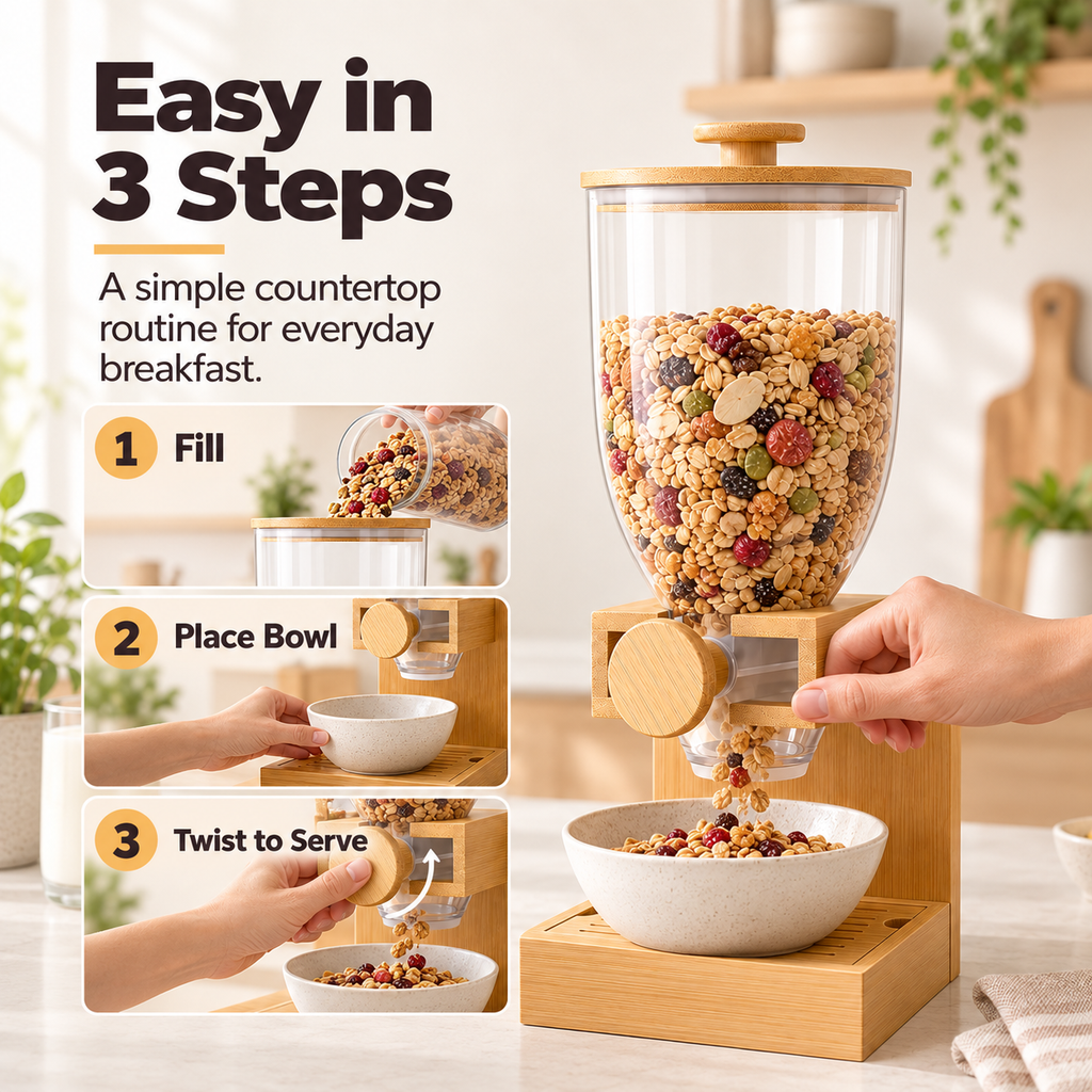 Bamboo Cereal Dispenser Countertop