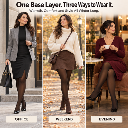 Fleece-Lined Sheer Shaping Bodysuit Tights – Warm, Smooth & Sculpted