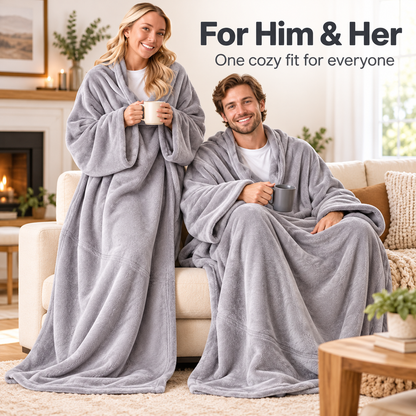 Oversized Wearable Flannel Blanket – Cozy Wrap with Sleeves