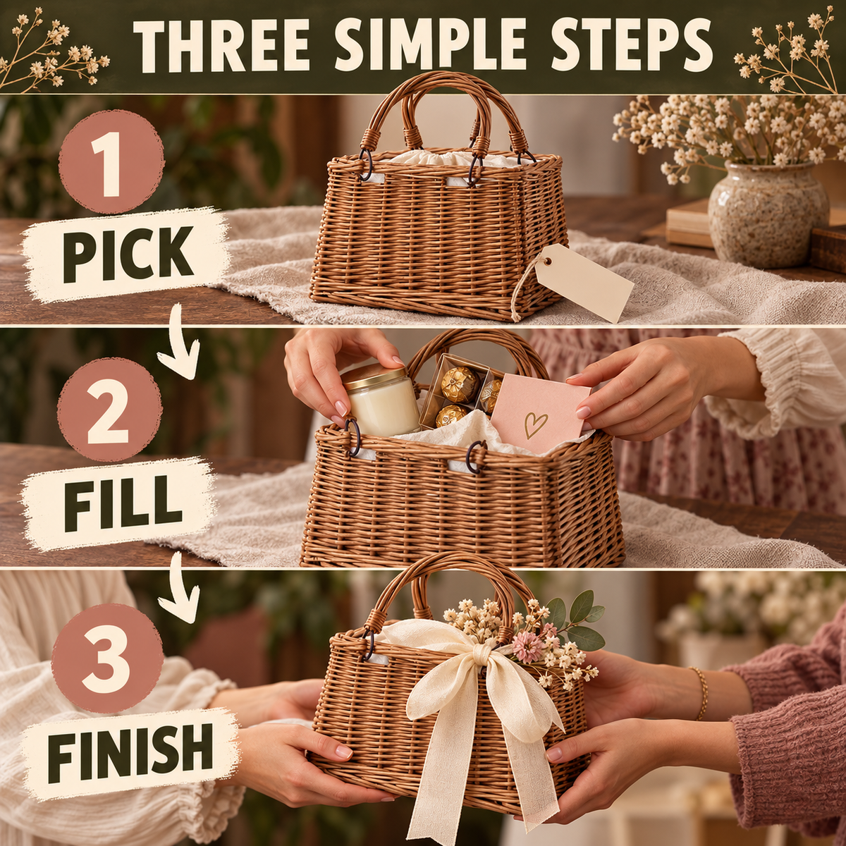 Rattan Wicker Gift Basket – DIY Decorative Handbag