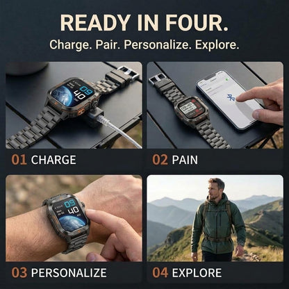 Rugged Military Smartwatch – 2.01" HD Display, Bluetooth Calling & 100+ Sports Modes