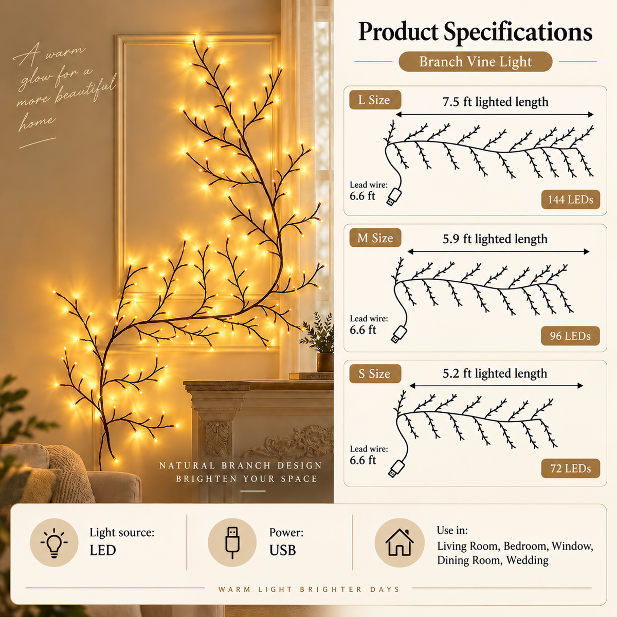 ✨ Willow Branch Lights – Elegant Warm Glow for Holiday Decor 🎁