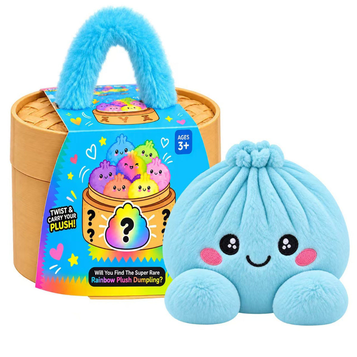 🥟 Cute Dumpling Plush Toy – Soft & Slow-Rebound Stress Relief Stuffed Animal with Bamboo Steamer Case🌈