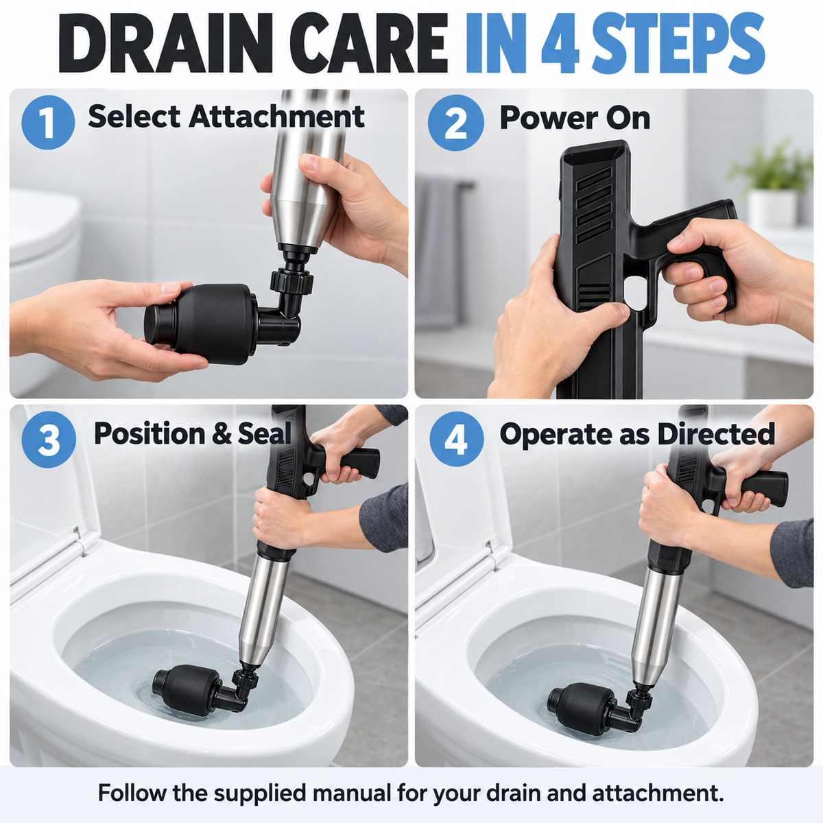 Electric Air Drain Plunger – Powerful Clog Removal for Toilets & Sinks