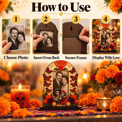 Wooden Day of the Dead Memorial Picture Frame