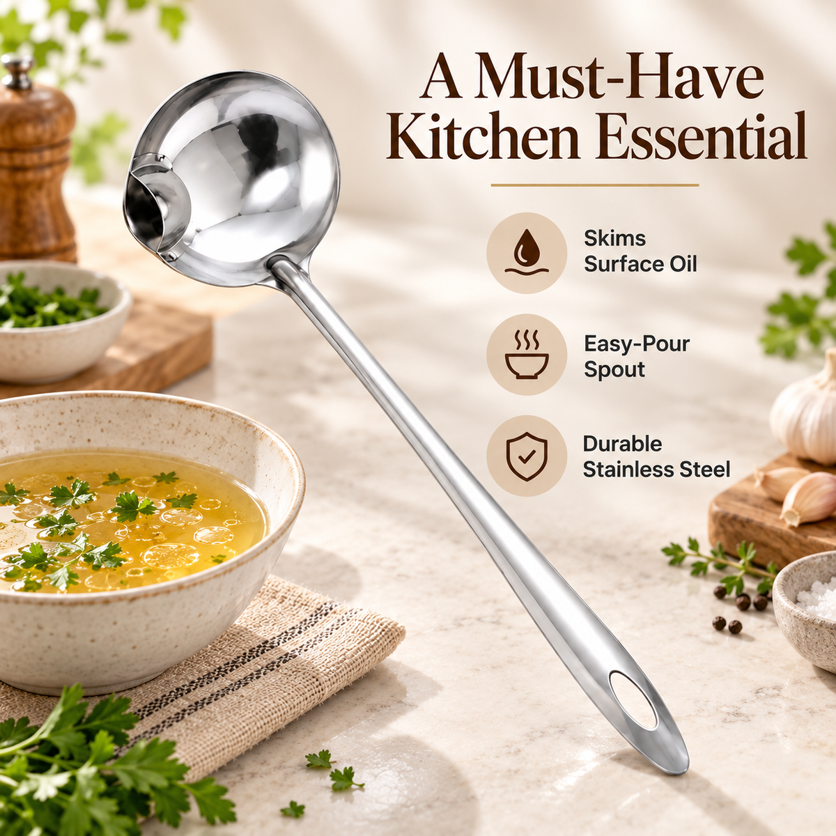 2-Pack Stainless Steel Oil Separator Ladle
