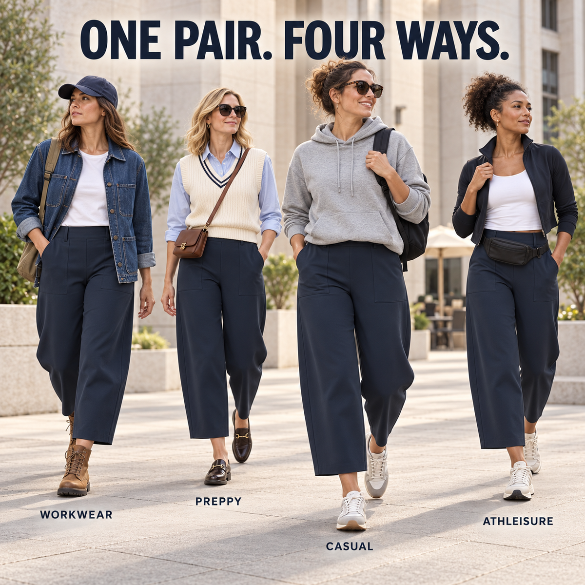 Women's High-Waisted Barrel-Leg Cargo Pants – Relaxed-Fit Casual Trousers