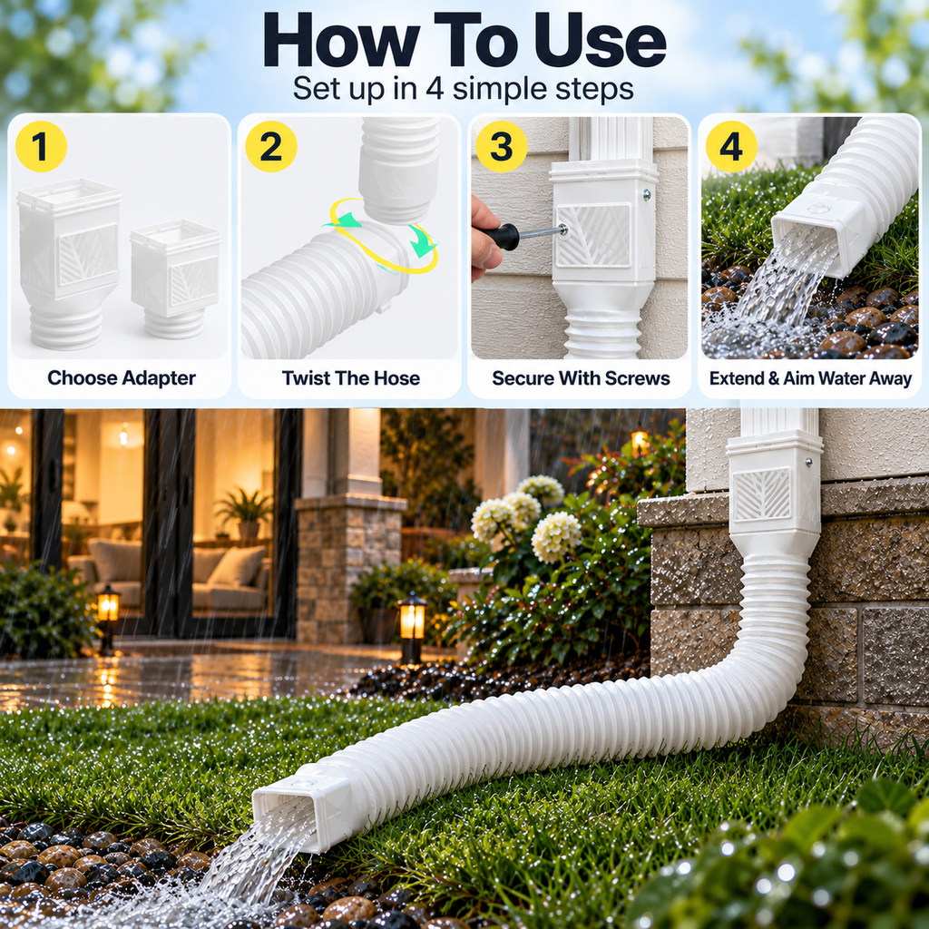Flexible Downspout Extender & Rainwater Drainage Pipe for Home Foundation