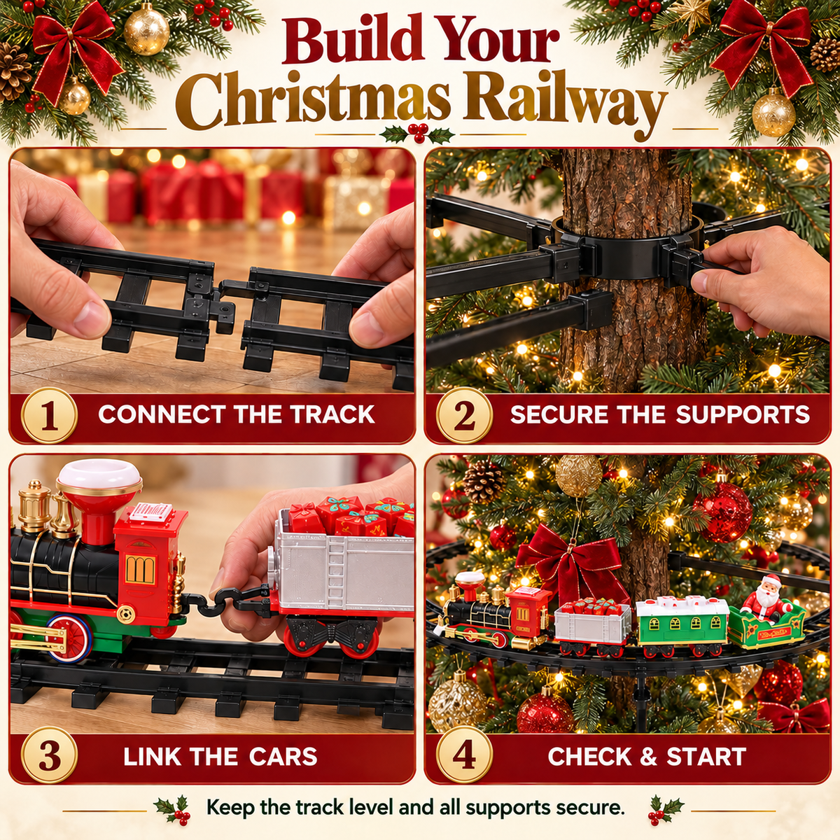 🎄 Animated Christmas Train Set for Around the Tree