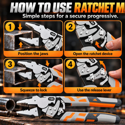 Ratcheting Locking Pliers — Grip, Cut, Crimp & Hold With Less Hand Effort