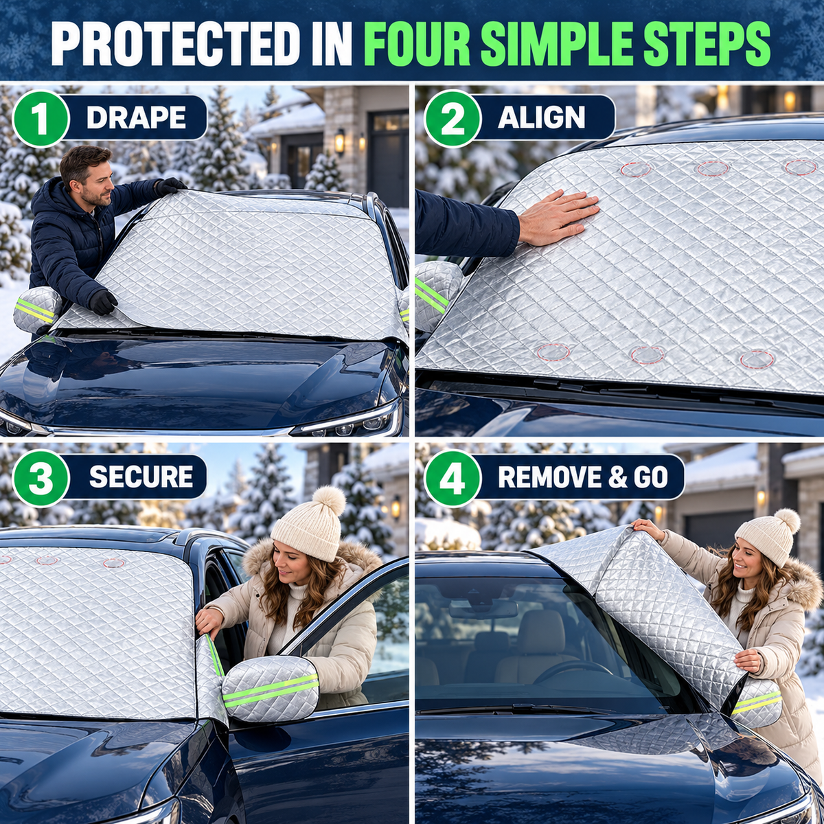 Car Windshield Protector Cover - Waterproof, All-Season Outdoor Wind Screen Shield for Most Vehicles