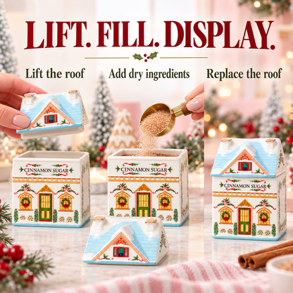 Ceramic Christmas House Spice Jar – Festive Kitchen Storage & Holiday Decor