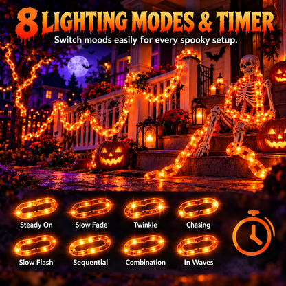 🎃10FT Halloween LED Chain Lights – 160 Orange & Purple LEDs for Spooky Decorations👻