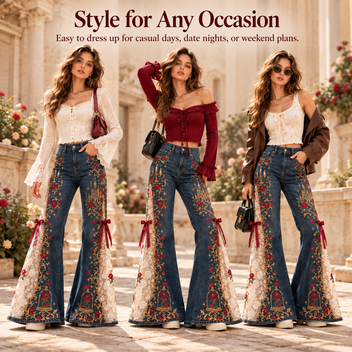 🎀✨ Princess Lace Jeans – Sweet Meets Street Style! 💕