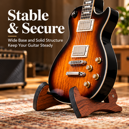 Walnut-Style Folding Guitar Stand – Compact A-Frame Design