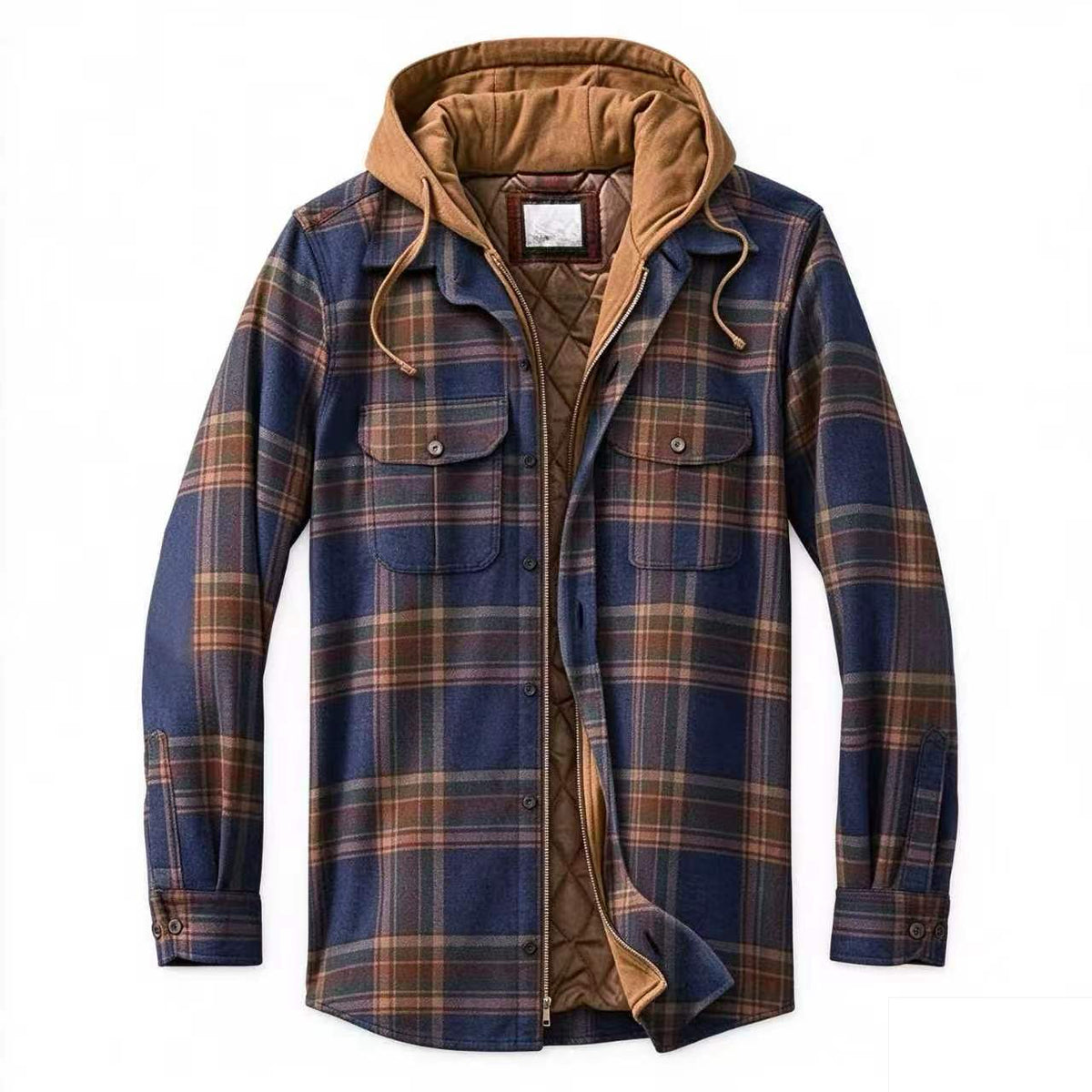 Men’s Quilted Flannel Hooded Shirt Jacket