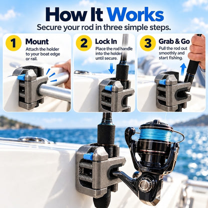 Quick-Access Fishing Rod Holder – Secure Spring-Loaded Mount for Boats