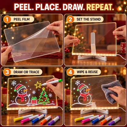 LED Light-Up Drawing Board for Kids – Reusable Acrylic Message & Doodle Board