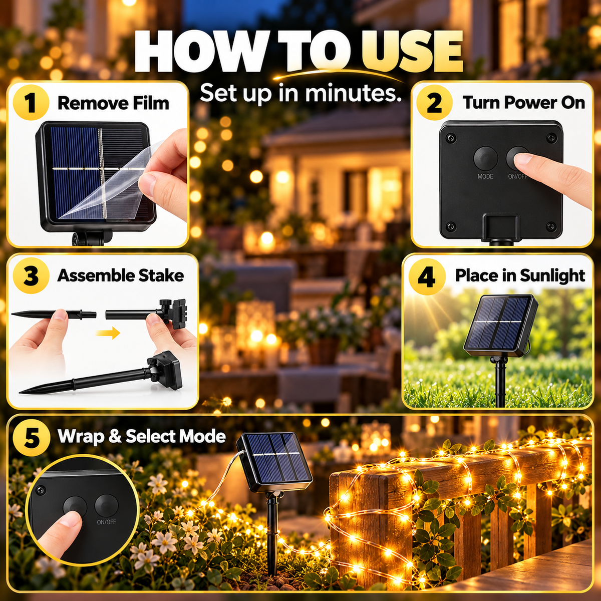 2-Pack Solar Fairy String Lights for Magical Outdoor Glow