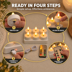 🕯️12pcs Rechargeable Flameless Tealight Candle with Remote Control, Charging Station🕯️