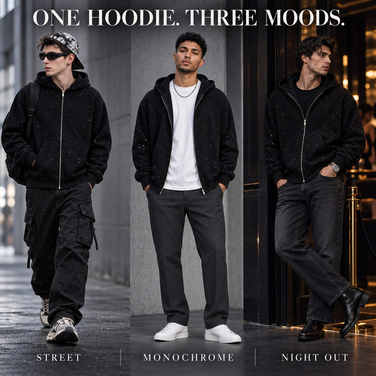 ✨️2026 NEW Men's Sequined Hooded Sweatshirt with Zipper and Pockets✨️