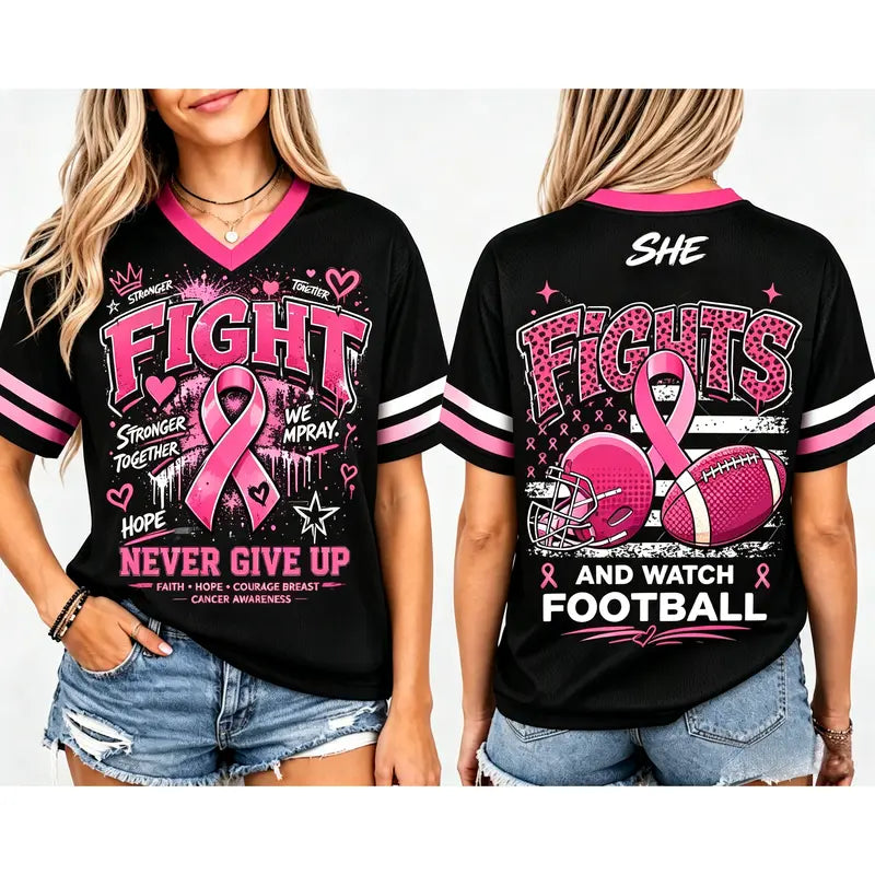 Pink Ribbon Breast Cancer Support Game Day Jersey