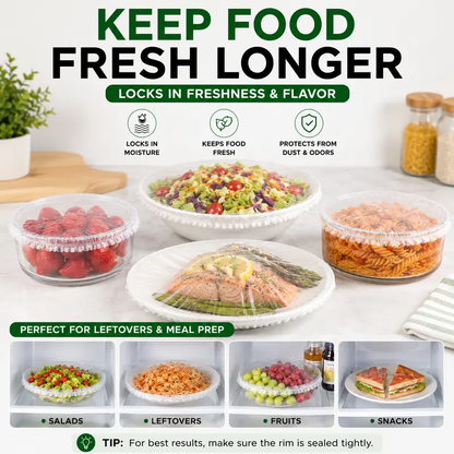 🔥100Pcs Versatile Stretch-to-Fit Disposable Food Covers Fresh Keeping Bags