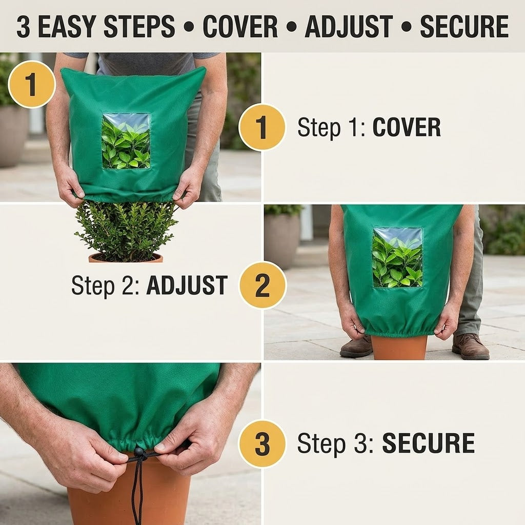 Plant Frost Protection Cover with Clear Window – Reusable Winter Freeze & Cold Weather Plant Protector