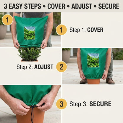 Plant Frost Protection Cover with Clear Window – Reusable Winter Freeze & Cold Weather Plant Protector