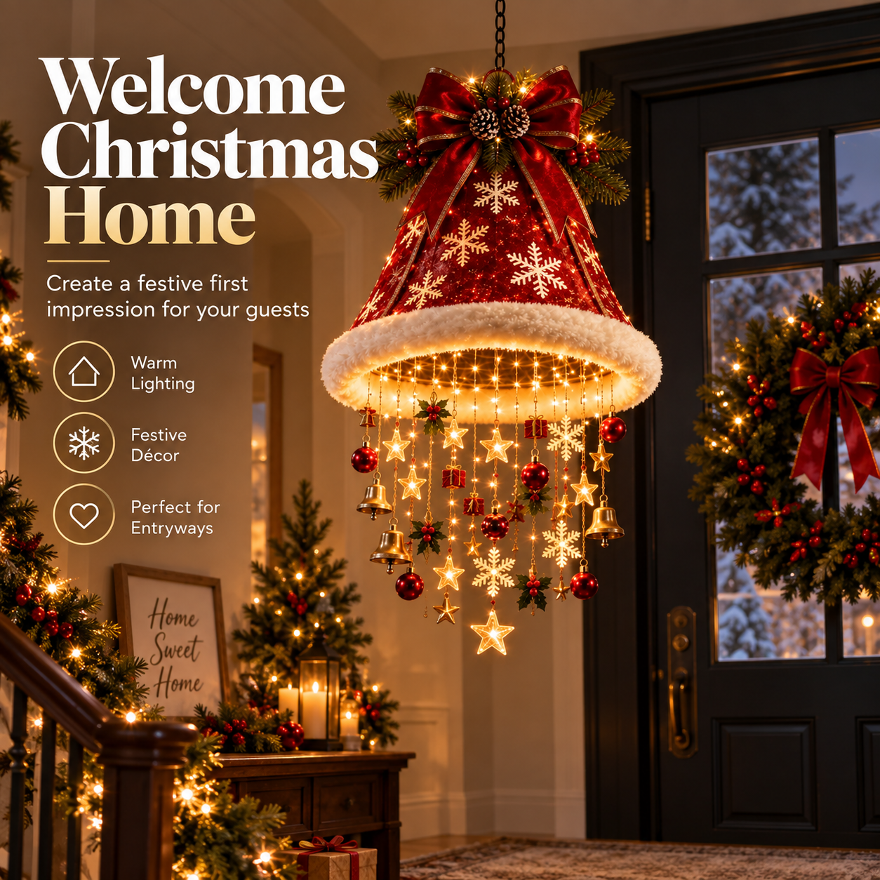 🎄Lighted Santa Hat Hanging Chandelier