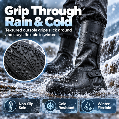 Wide-Opening Waterproof Rain Boot Covers — Easy On, Secure Fit & All-Weather Protection