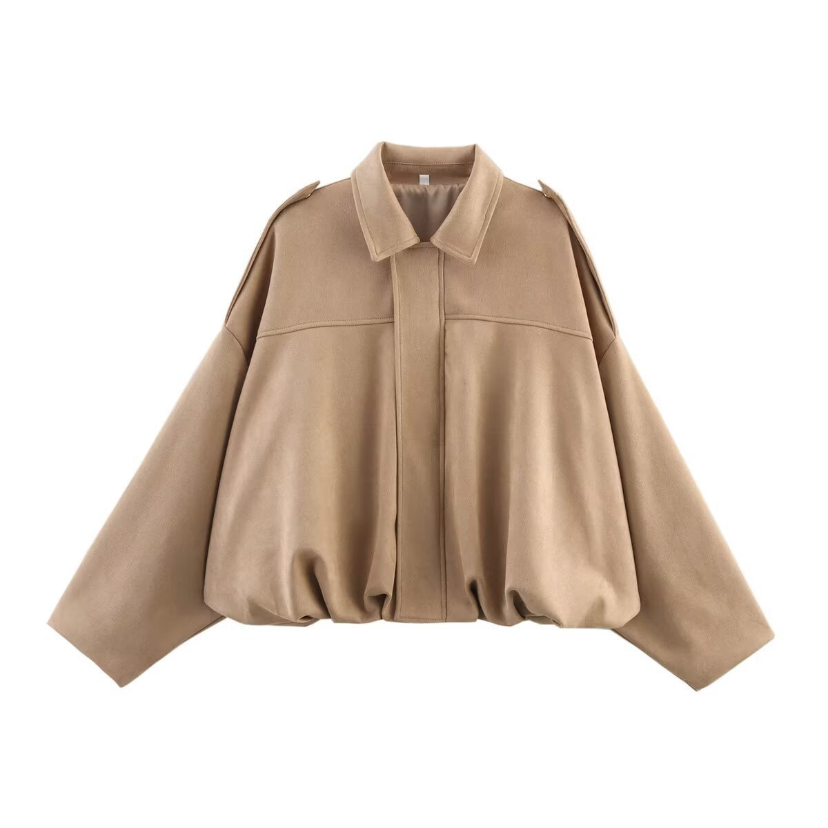 🍂 Women's Vintage Faux Suede Jacket – Oversized Cropped Fit & Zip Front