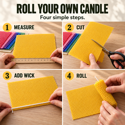 DIY Natural Beeswax Candle Making Kit – 12 Colorful Wax Sheets + 12 Wicks, Easy Handmade Gifts