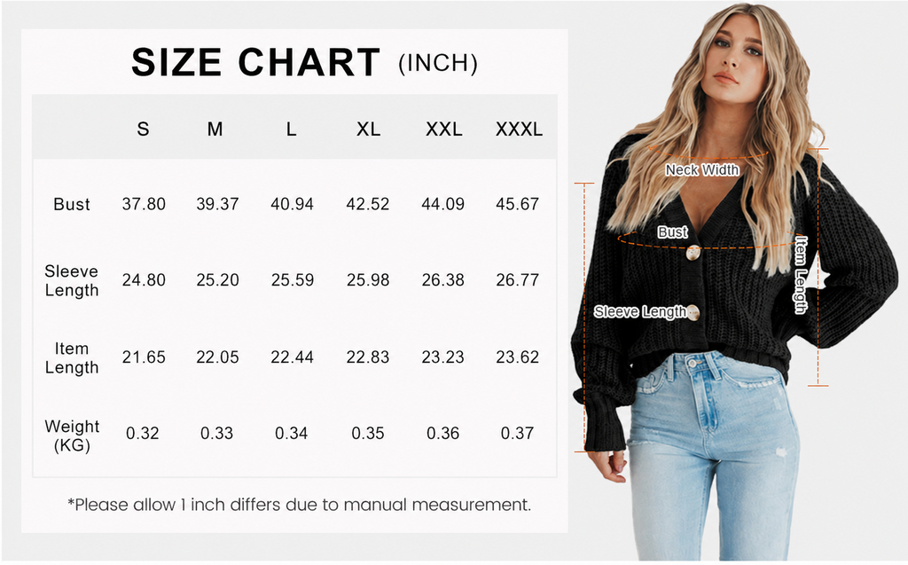 Women’s Chunky Knit V-Neck Button Cardigan
