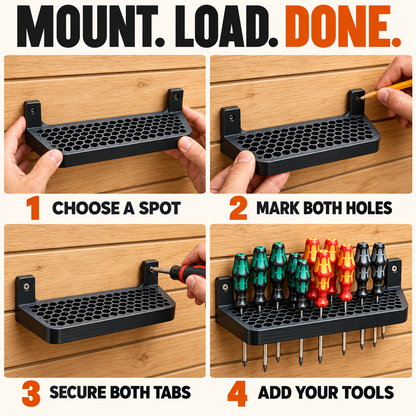 Wall Mounted Screwdriver Organizer – Space-Saving Honeycomb Tool Holder with 2 Free Mounting Screws