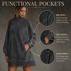 Women's Oversized Fringe Sweatshirt Dress