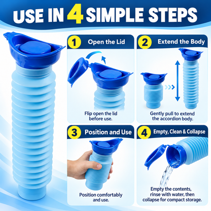 Collapsible Portable Emergency Urinal for Travel, Camping & Daily Care