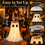 Glowing Ghost Candy Holder Lights Up Trick-or-Treat Night