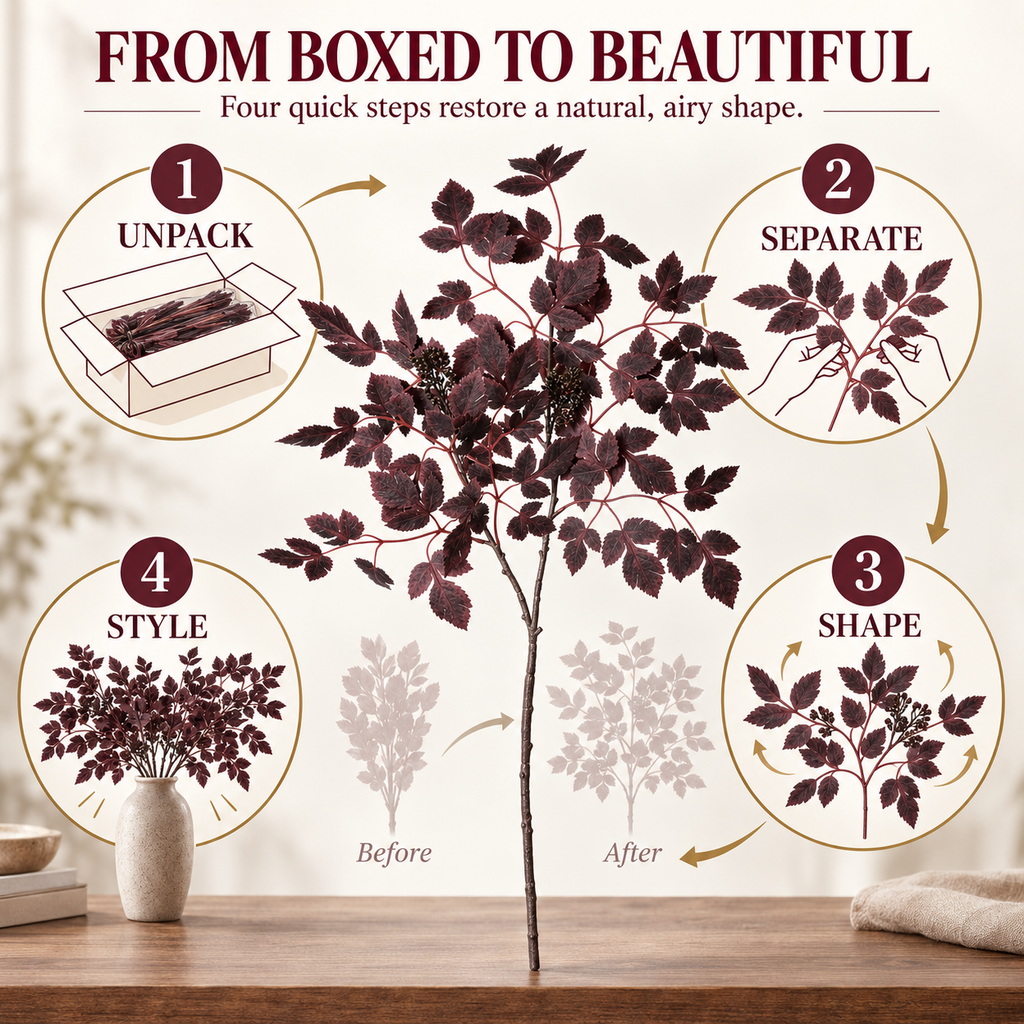 24-Inch Artificial Cimicifuga Plant with Realistic Silk Leaves and a Lifelike Touch