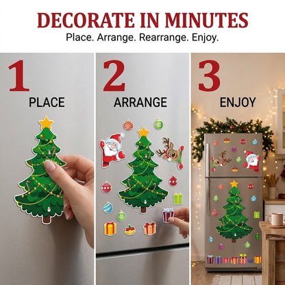 Christmas Magnetic Fridge Decorations Set – Reusable Holiday Magnets for Refrigerator & Metal Surfaces