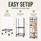 Multi-Functional Rolling Garment Rack with Bottom Storage