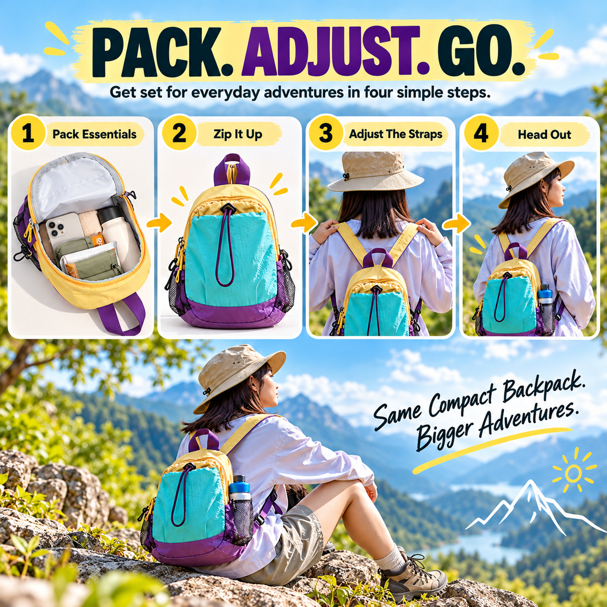 Lightweight Outdoor Mini Backpack – Compact, Splash-Resistant & Ready for Every Adventure