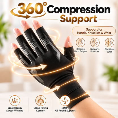 Copper-Infused Half-Finger Compression Gloves