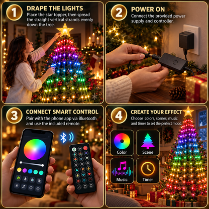 Smart RGB Christmas Tree Lights with App & Music Sync