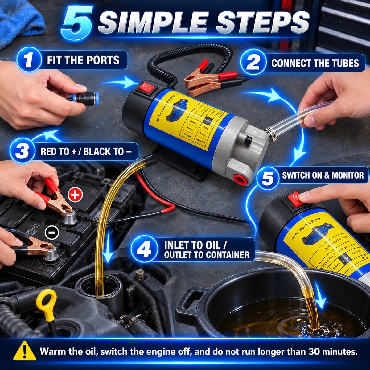 12V 100W Efficient Powerful Self-Priming Oil Pump