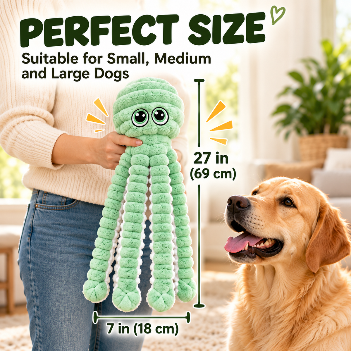 🐶 27" Jumbo Squeaky Octopus Dog Toy – Perfect for Tugging, Fetching & Solo Play🐙