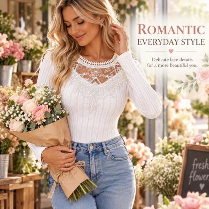 Women's Elegant Lace-Trim Top